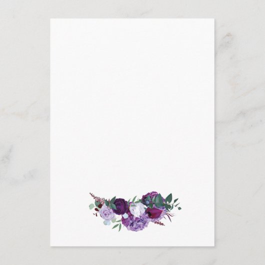 Menu Réception de mariage géométrique à fleurs violette (Dos)