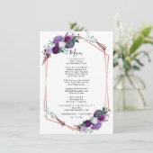 Menu Réception de mariage géométrique à fleurs violette (Debout devant)