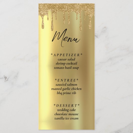 Menu Réception de mariage Gold Parties scintillant (Devant)