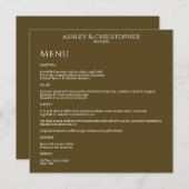 Menu Réception de mariage minimale en bronze foncé mode (Devant / Derrière)