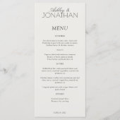 Menu Réception De Mariage Moderne, Centrée Sur La Typog (Devant)