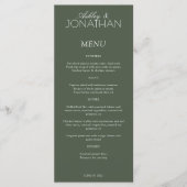 Menu Réception De Mariage Moderne, Centrée Sur La Typog (Devant)
