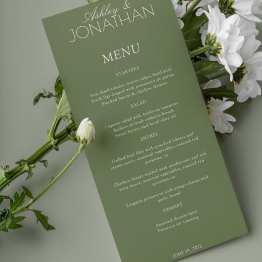 Menu Réception De Mariage Moderne, Centrée Sur La Typog