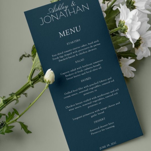 Menu Réception De Mariage Moderne, Centrée Sur La Typog