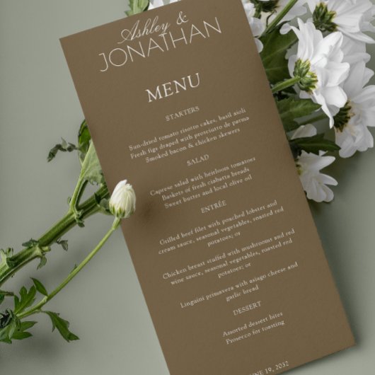 Menu Réception De Mariage Moderne, Centrée Sur La Typog