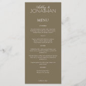 Menu Réception De Mariage Moderne, Centrée Sur La Typog (Devant)