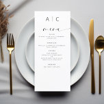 Menu Réception De Mariage Moderne Élégante Minimaliste<br><div class="desc">Présentant notre menu minimaliste Mariage moderne noir et blanc, un ajout raffiné et élégant à votre paysage de table mariage qui équilibre parfaitement design contemporain avec sophistication intemporelle. Conçus avec précision et un oeil pour une esthétique minimaliste, ces menus sont conçus pour élever votre expérience culinaire et laisser une impression...</div>