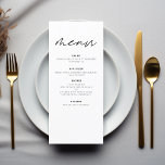 Menu Réception De Mariage Moderne Élégante Minimaliste<br><div class="desc">Présentant notre menu minimaliste Mariage moderne noir et blanc, un ajout raffiné et élégant à votre paysage de table mariage qui équilibre parfaitement design contemporain avec sophistication intemporelle. Conçus avec précision et un oeil pour une esthétique minimaliste, ces menus sont conçus pour élever votre expérience culinaire et laisser une impression...</div>