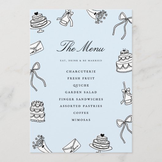 Menu Réception de mariage originale et mignonne aux des (Devant)