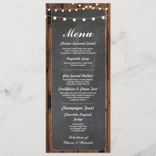 Menu Réception de Mariage Rustique Carte en Bois e (Devant)