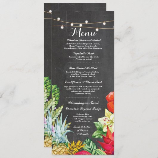 Menu Réception de Mariage Rustique Craie Cartes Al (Devant / Derrière)