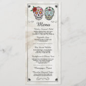 Menu Réception de Mariage Rustique Crânes de Sucre (Devant)