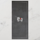 Menu Réception de Mariage Rustique Crânes Roses (Dos)