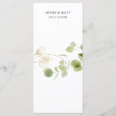 Menu Réception de mariage rustique eucalyptus doré (Dos)