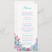 Menu Réception de Mariage Rustique Pastel Succulen (Devant / Derrière)