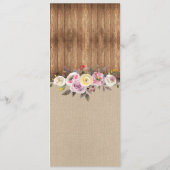 Menu Réception de Mariage Rustique Toile de Jute B (Dos)