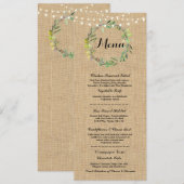 Menu Réception de Mariage Rustique Toile Florale L (Devant / Derrière)