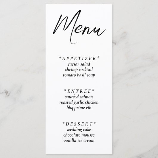 Menu Réception De Mariage Simple Et Élégante (Devant)