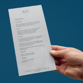 Menu Réception de mariage simple Marine & Grey Monogram