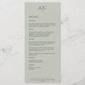 Menu Réception de mariage simple monogramme de mousse e (Devant)