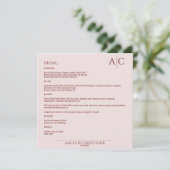 Menu Réception de mariage simple pour bébé et Rose mono (Debout devant)