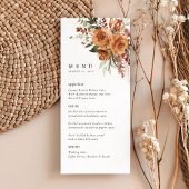Menu Réception de mariage Terracotta Boho Rose Dîner