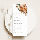 Menu Réception de mariage Terracotta Boho Rose Dîner