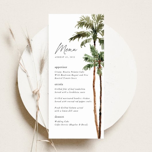 Menu Réception de mariage tropical sous les palmiers