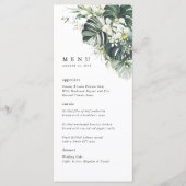 Menu Réception de mariage tropicale Monstera Vert Sauge (Devant)