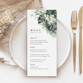Menu Réception de mariage tropicale Monstera Vert Sauge