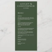 Menu Réception De Mariage Vert Moss Sombre Moderne (Devant)