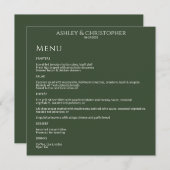 Menu Réception De Mariage Vert Moss Sombre Moderne (Devant / Derrière)