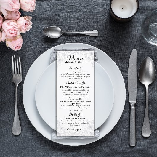 Menu Réception Florale Moderne