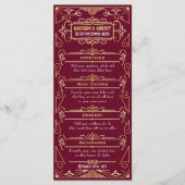 Menu Réception Mariage Art Déco Dîner Or Bourgogne (Devant)