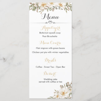 Menu Réception Mariage avec Fleurs Magnolia