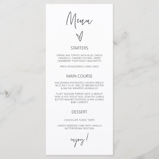 Menu Réception Mariage Classic Tall Real Card G400 (Devant)