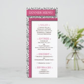Menu Réception Mariage damassé avec pointes roses (Debout devant)