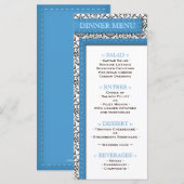 Menu Réception Mariage damassé en bleu avec pointi (Devant / Derrière)