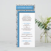Menu Réception Mariage damassé en bleu avec pointi (Debout devant)