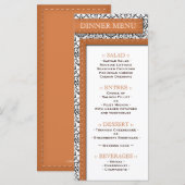 Menu Réception Mariage damassé Orange (Devant / Derrière)