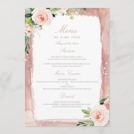 Menu Réception Mariage Enchantée Blush (Devant)