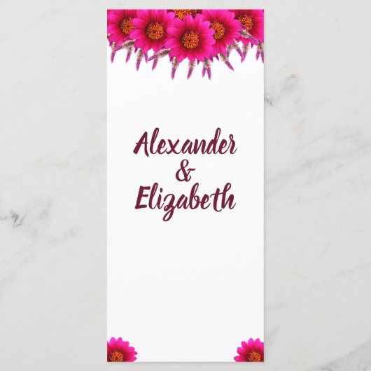 Menu Réception Mariage Fleur Violet Vert (Dos)