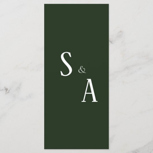 Menu Réception Mariage Floral Vert (Dos)