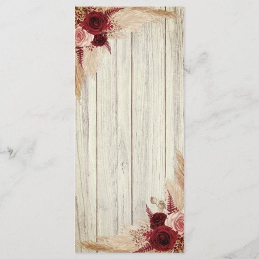 Menu Réception Mariage Pampas Grass (Dos)