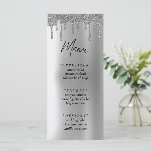 Menu Réception mariage Parties scintillant argent (Debout devant)