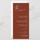 Menu Réception Mariage Script Minimaliste (Devant / Derrière)