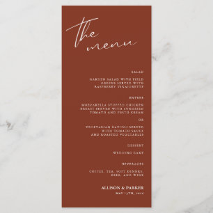 Menu Réception Mariage Script Minimaliste