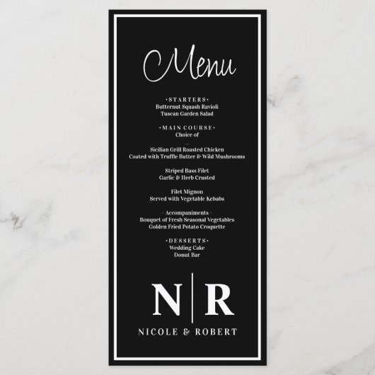 Menu Réception Monogramme mariage Ou Dîner Fiançailles (Devant)