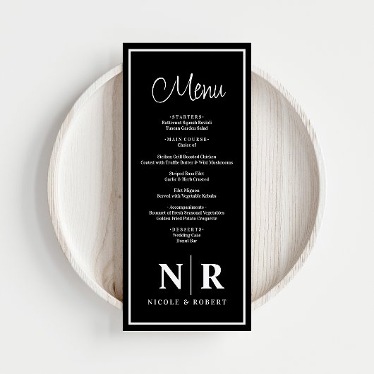 Menu Réception Monogramme mariage Ou Dîner Fiançailles