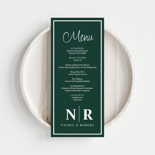 Menu Réception Monogramme mariage Ou Dîner Fiançailles